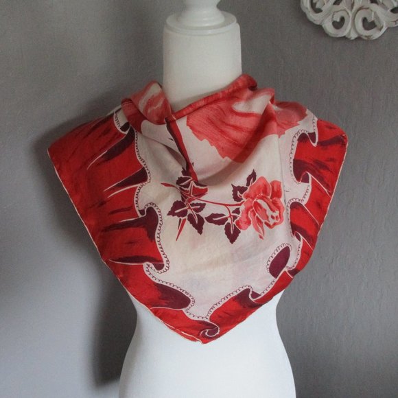 1940s rose leaf scarf - Picture 2 of 8